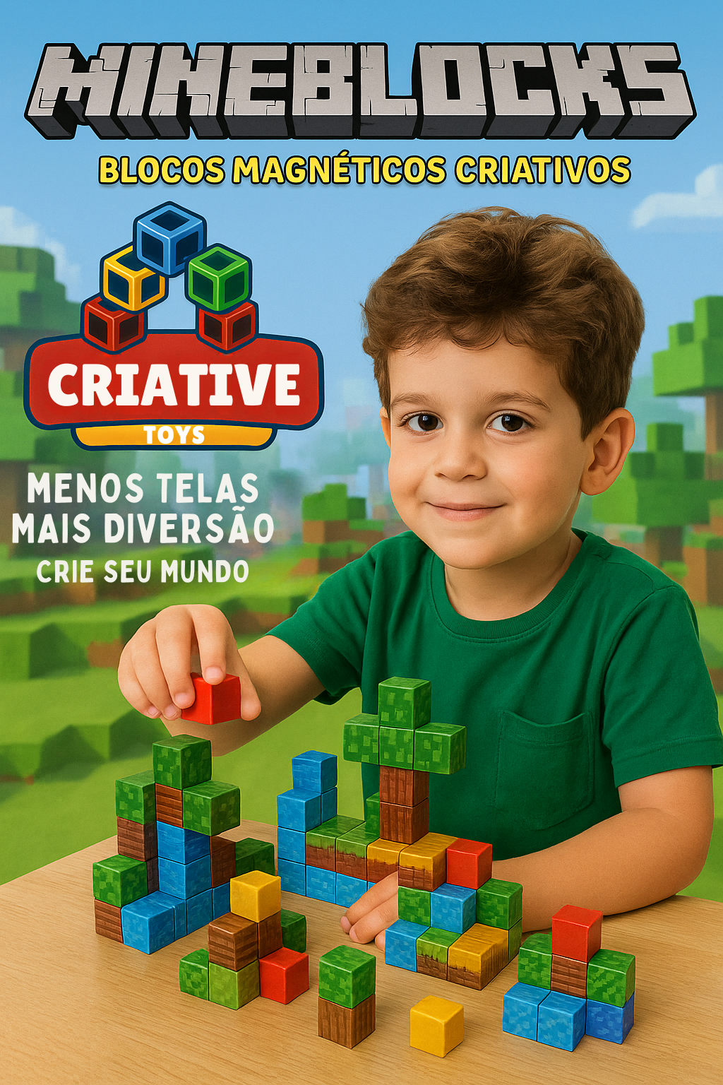 KIT BLOCOS MAGNETICOS 100 PEÇAS